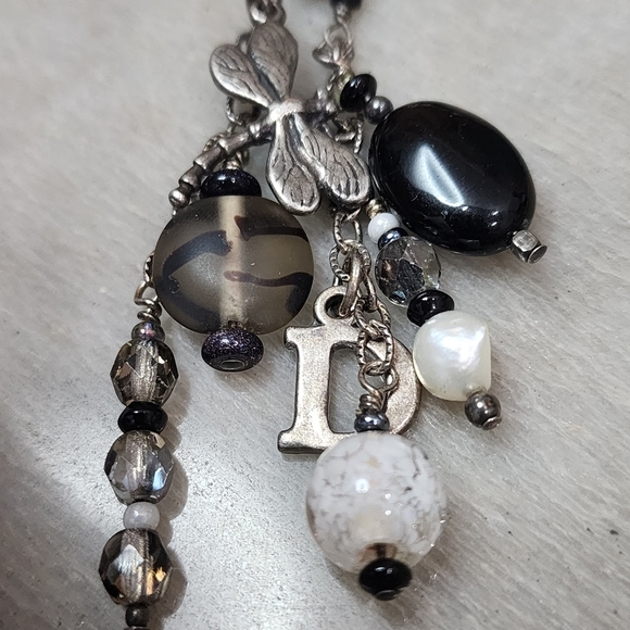 Sterling Silver D Charm Keychain w/ Dragonfly & Beads – SJC 925 - Picture 3 of 6